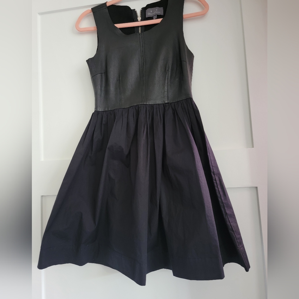 PJK Patterson J. Kincaid Black Leather Accent Dress Size XS